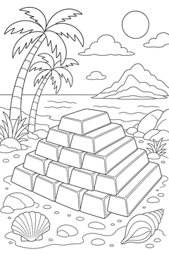 Stack Of Gold Bars line art