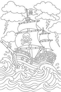 Ship In A Storm line art