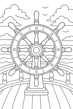 The Ship's Wheel line art