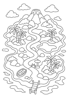 Tropical Island Map line art
