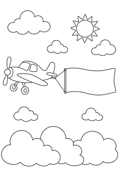 Plane Towing a Blank Banner line art
