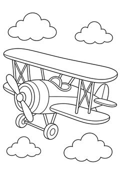 Classic Biplane line art