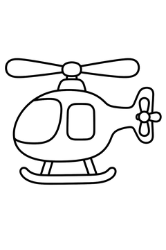 Helicopter With Landing Skids line art