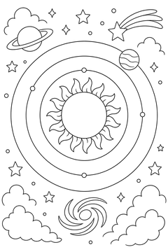 Planet On Nested Orbits line art
