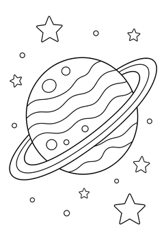 Tilted Ring Planet line art