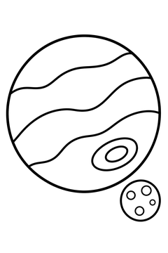 Planet With A Tiny Moon line art