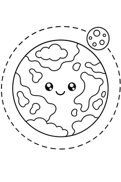 Planet Orbit With A Moon line art