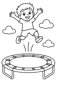 Trampoline Bounce line art