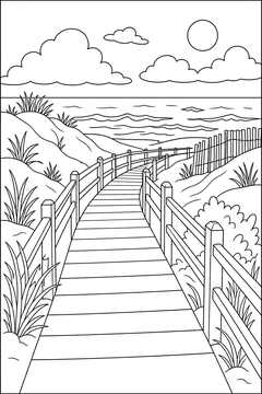 Boardwalk - line-art coloring page