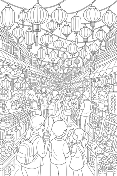 Night Market line art