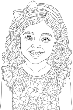 Smiling Child line art