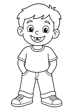 Boy With A Gap-toothed Smile line art