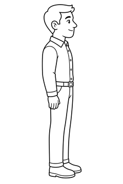 Man's Portrait Standing line art
