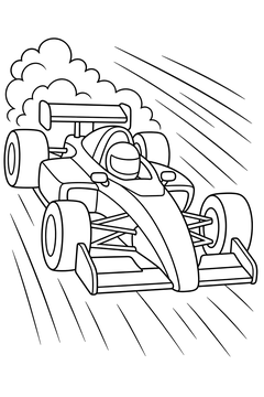 Race Car Speeding With Motion Lines line art