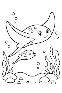 Baby Ray Following Adult line art