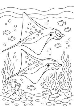 Pair of Rays Stacked line art