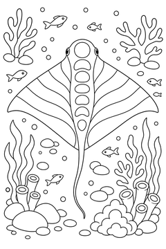 Ray With Striped Body line art