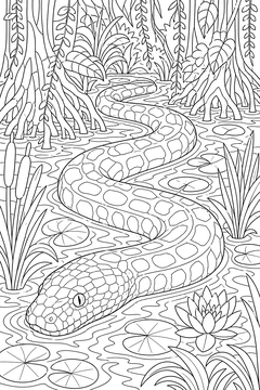 Green Anaconda line art