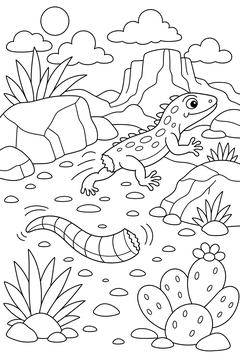 Lizard Dropping Its Tail line art
