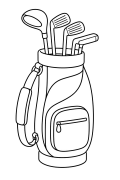 Golf Bag and Clubs line art