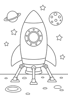 Rocket With Landing Legs line art