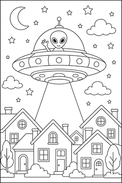 Saucer Over a Skyline line art