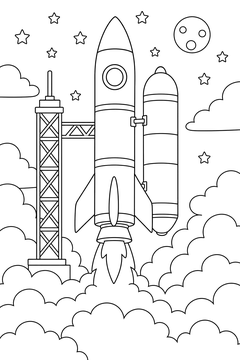 Rocket With a Fuel Tank line art