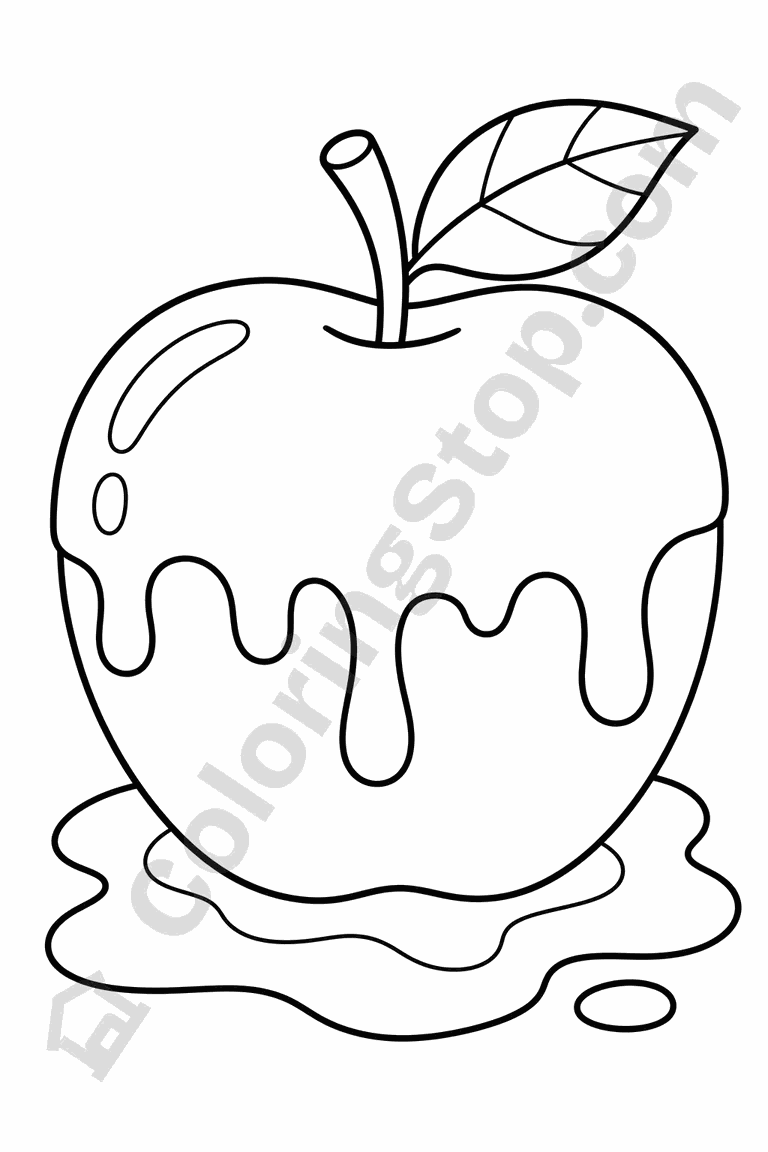 Apple Dipped In Honey - line-art coloring page