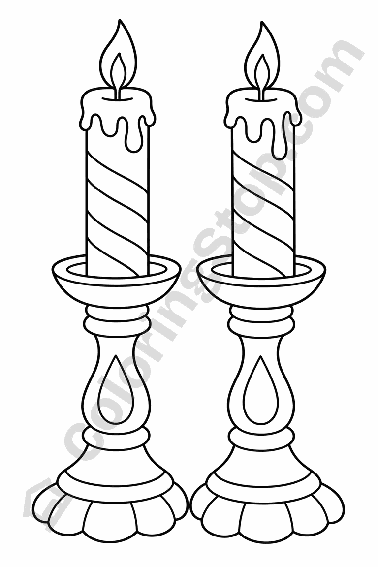 Pair Of Candlesticks - line-art coloring page