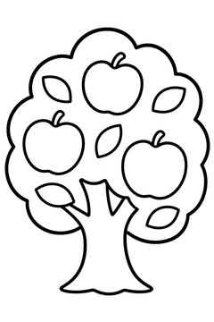 Round Apple Tree line art