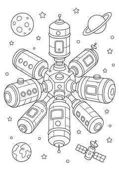 Modular Station Cluster line art