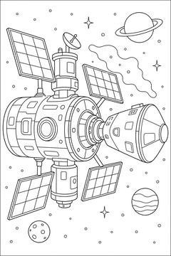 Station With a Supply Capsule line art