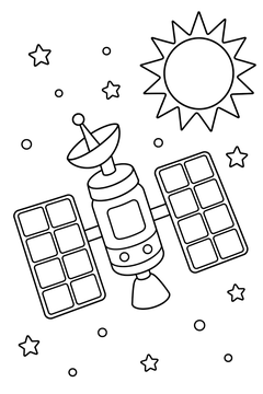 Sun-Tracking Satellite line art