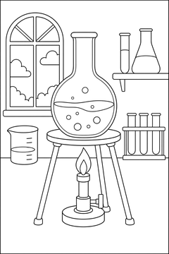 Flask Over a Burner line art