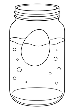 Floating Egg in a Jar line art