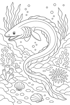 Frilled Shark line art