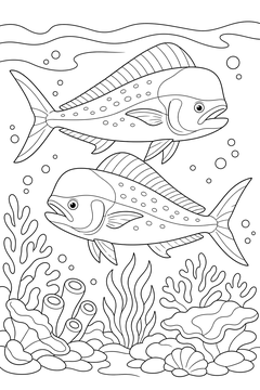 A Pair of Dorado line art