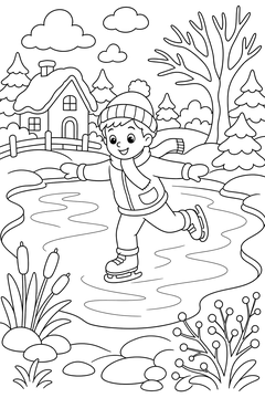 Ice Skating line art