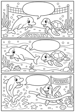 Sea - The Race line art