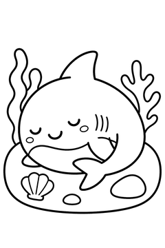 Sleeping Shark line art