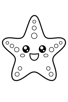 Kawaii Starfish With a Face line art