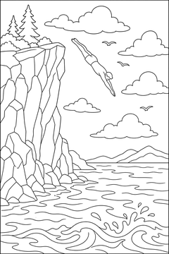 Cliff Dive line art