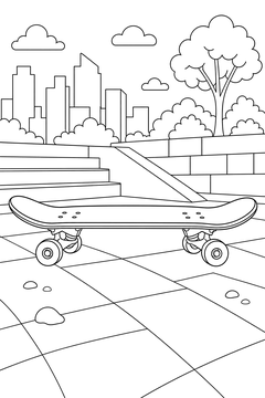 Skateboard Side View line art