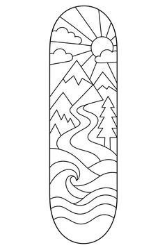 Skateboard Deck line art
