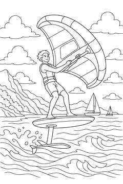 Wing Foiling line art