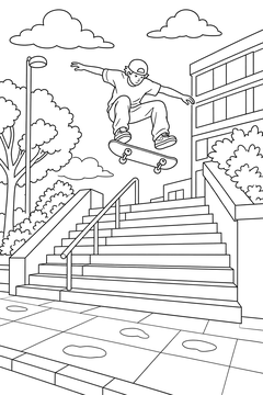 Stair Set Jump line art