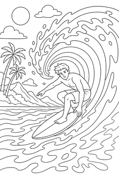 Surfing The Barrel line art
