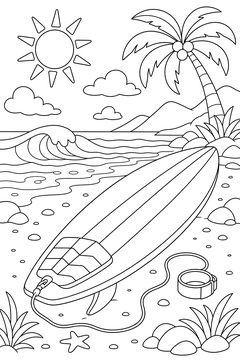 Surfboard line art