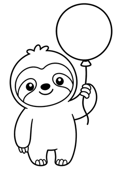 Sloth With a Balloon line art