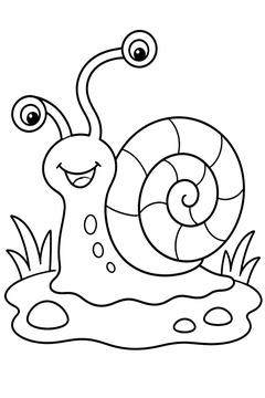 Snail With Bent Eye-Stalks line art